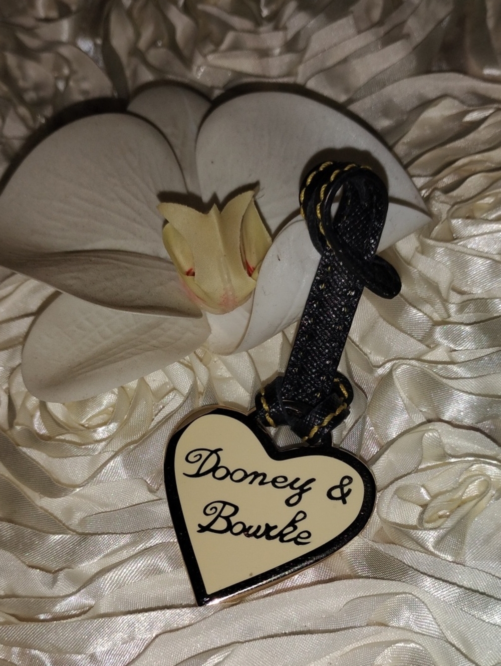 Dooney & Bourke Black and Cream Heart Logo Charm